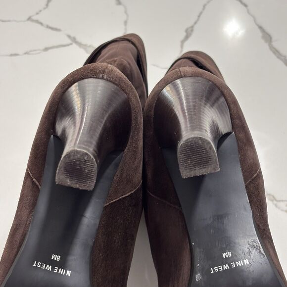 Women's Nine West Pegeen Pull On Ankle Boots Booties Shoes Size 8M Brown Suede - Picture 11 of 15